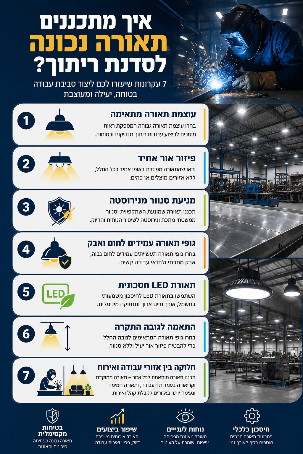 תכנון תאורה לסדנאות ריתוך